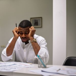 man upset at work