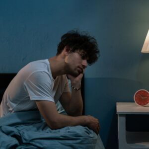 man unable to sleep