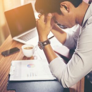 man not concentrating
