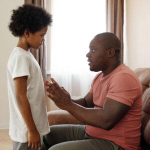 dad talking to son