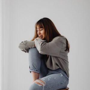 Sad woman crying.