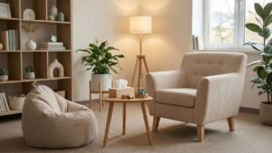 welcoming therapy room with child chair
