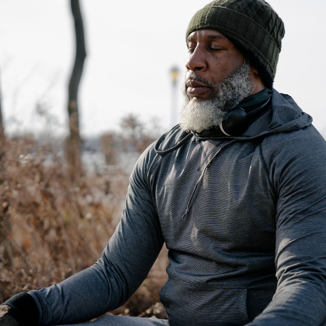 man practicing mindfulness